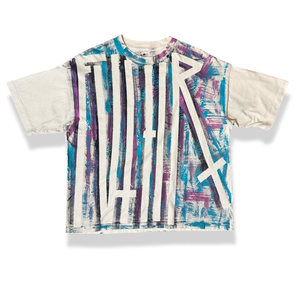 One of one, hand painted colorful Graphic Box T-Shirt